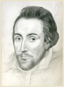 Shakespeare portrait in pencil